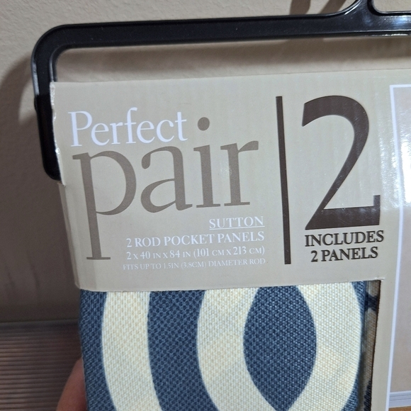 2 Rod Pocket Panels Trellis Style Sutton Ink Curtain Perfect Pair 40" X 84" - Picture 2 of 12